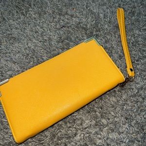 Yellow Orange Rectangle Wristlet Wallet, Had Been Used, Great For Traveling